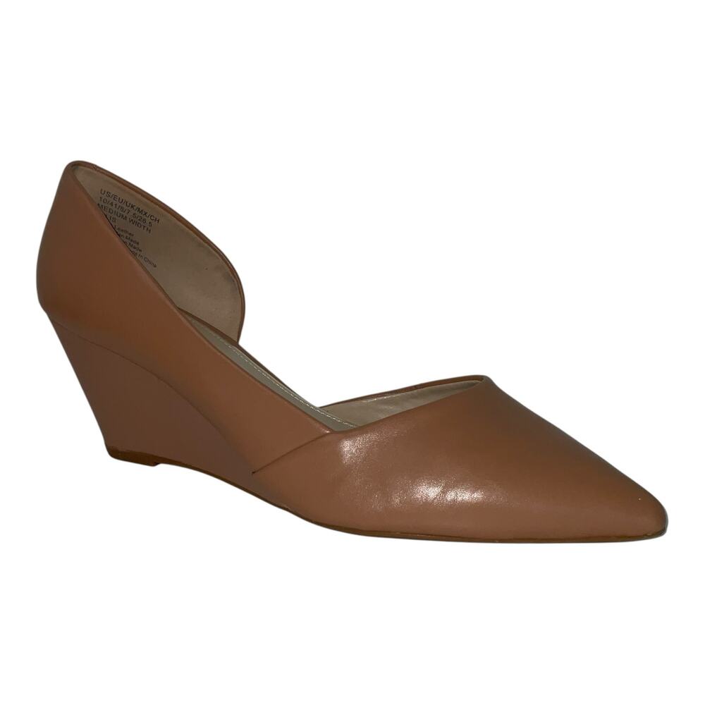 Kenneth Cole NY Women's Ellis Leather d'Orsay Wedge Pumps Beige Size 10